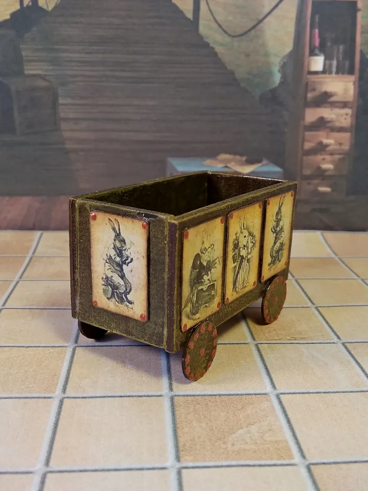 Toy trolley. Toy for dolls. Puppet miniature.1:12 scale.