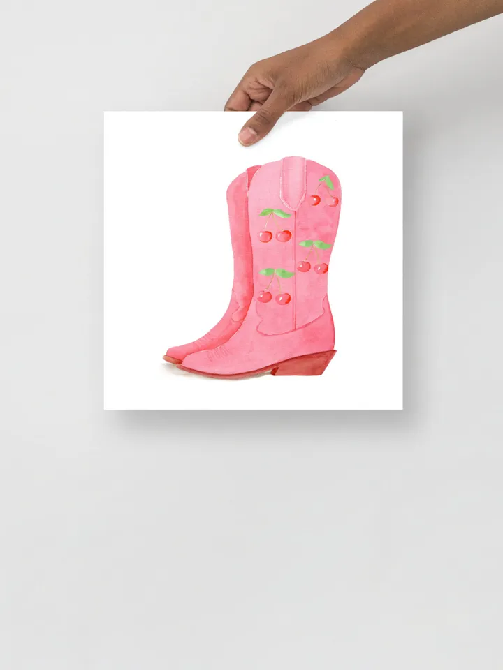 Pink Cowgirl Boots, Preppy Wall Art, Western Home Decor, Retro Girly Wall Art, College Dorm Decor, Gift For Her, Trendy Wall Art, Pink Print