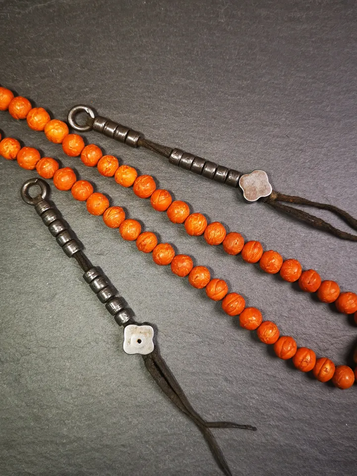 Gandhanra Handmade 6mm Tibetan Buddhist Prayer Bead Counters for 8-15mm Mala,with Flower Pendant, Made of Cold Iron