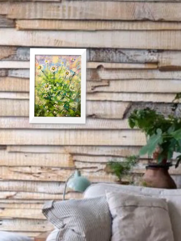 Daisies pastel painting ,original abstract painting,soft pastel on pastelmat, small gift for her,home decoration.
