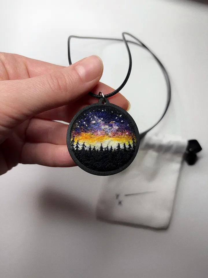 Miniature landscape painting, art pendant