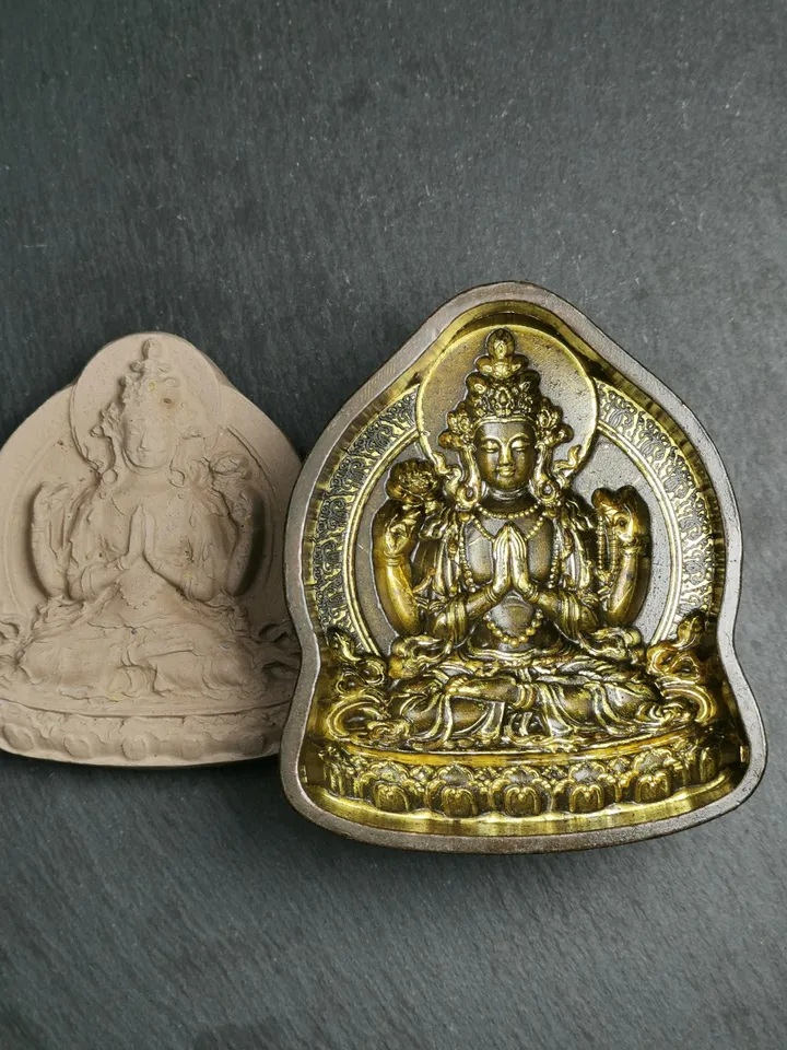 Chenrezig Tsa Tsa Mold,9cm Four Arms Padmapani, Gandhanra Handmade Tibetan Buddha Statue Mould For Making Clay Buddha Statue,Tsha Tsha