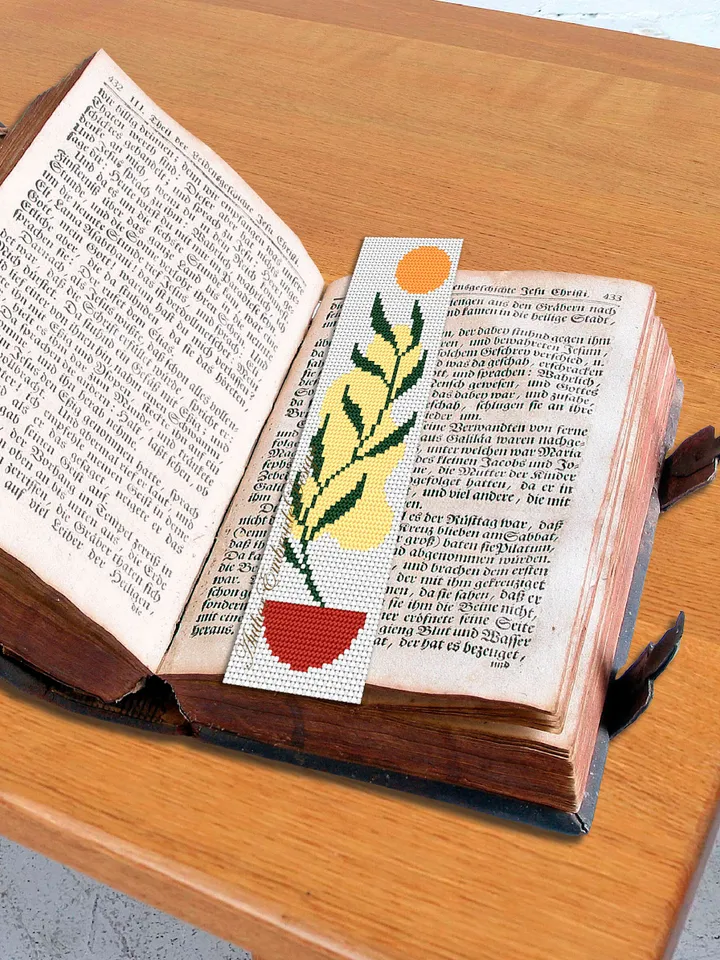 Abstract boho bookmark cross stitch pattern PDF download Minimalist floral cross stitch chart, Bookmark pattern digital PDF Boho gifts #B288