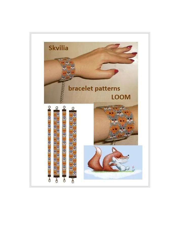 Loom - Square Stitch Bead Patterns Cuff Bracelet, Beading Patterns, Bead loom patterns, Miyuki Delicas - Preciosa, Instant Download