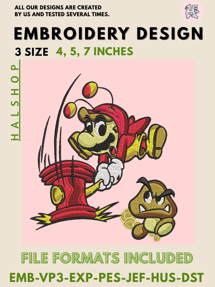 Super Mario Machine Embroidery Design – Classic Nintendo Digital Embroidery File 🍄🎮