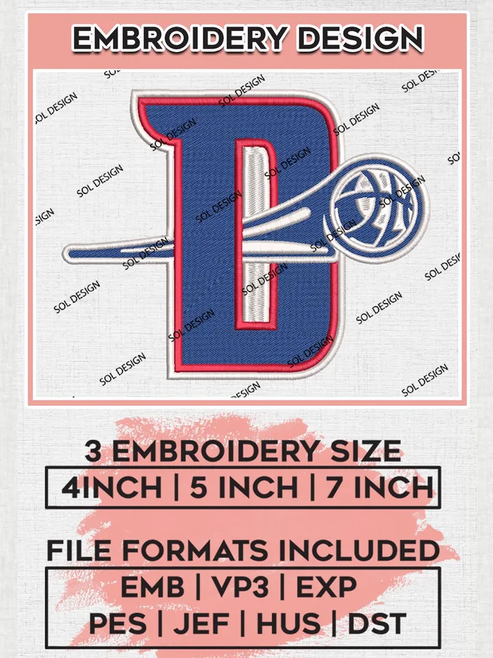 NBA Detroit Pistons Embroidery Files, NBA Machine Embroidery Designs, NBA Embroidery Design, NBA Pistons Embroidery Designs, Machine Embroidery Designs, Digital Download