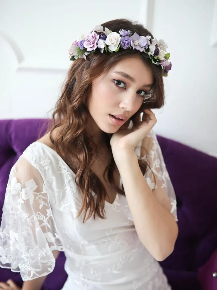 Flower crown, Lavender crown, Wedding flower crown, Purple wedding crown, Floral wedding crown, Rustic crown
