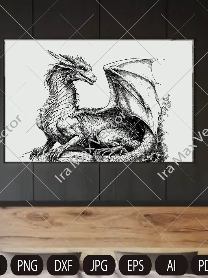 Dragon svg, Dragon with wings,Dragon detailed, Dragon Clipart, Dragon Vector, Chinese Dragon,Fantasy Dragon ,Asian dragon,Dragon Silhouette