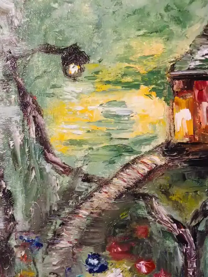 Fantasy forest oil painting on canvas board,home decoration wall art.