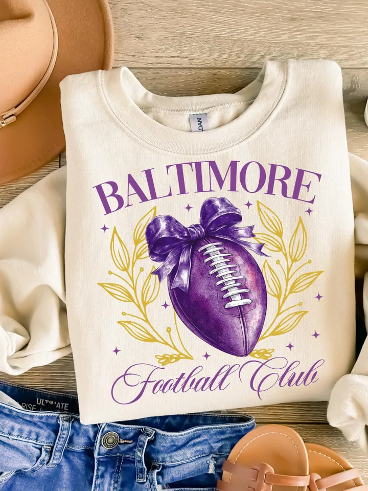 Football png, Coquette Football PNG, Baltimore Football PNG, Football Team PNG,Baltimore Football Sweatshirt, Football Purple Team Football