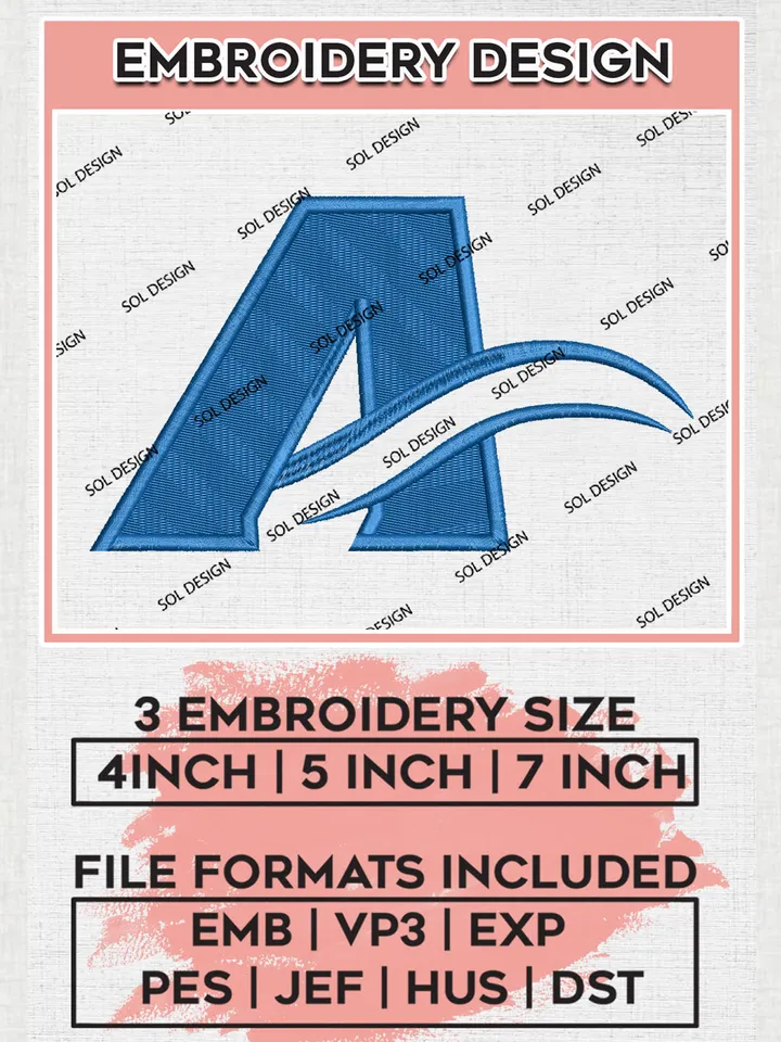 UNC Asheville Bulldogs Team Letter Logo Embroidery Design Files, NCAA Albright Lions Machine Embroidery, NCAA Teams, 3 sizes, NCAA Machine embroidery designs, Digital Download