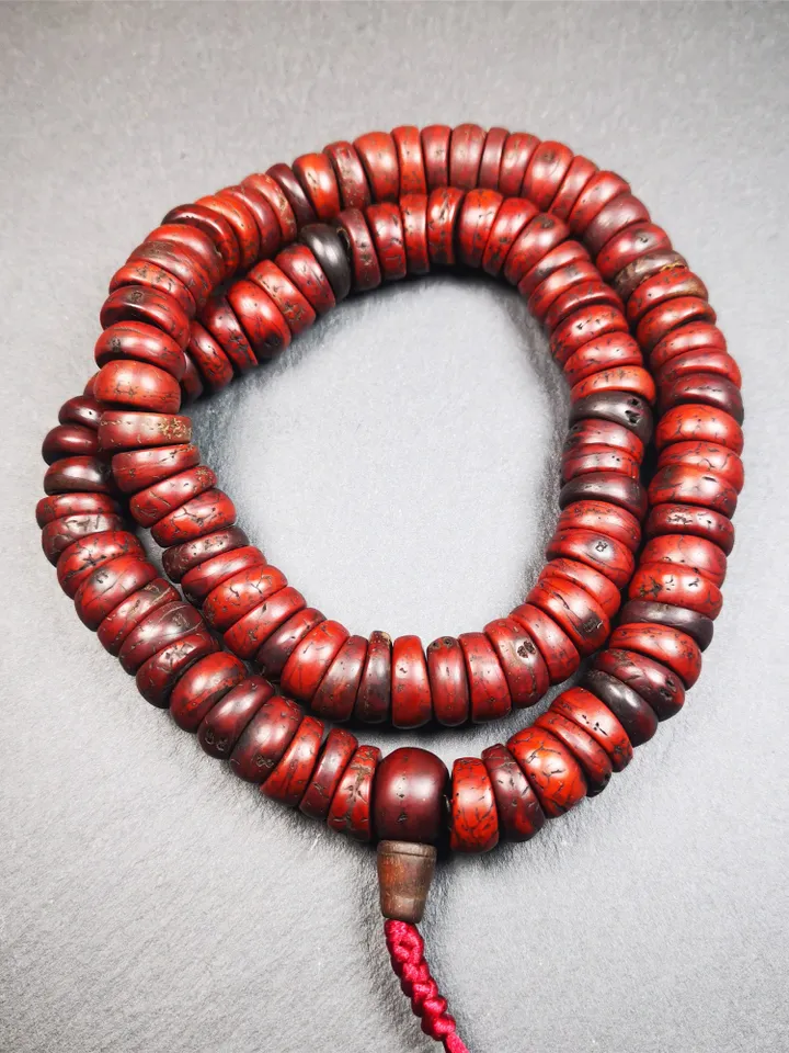 Gandhanra Old 108 Bodhi Seed Beads Mala,13mm Prayer Beads Necklace for Meditation,Circumference 54cm
