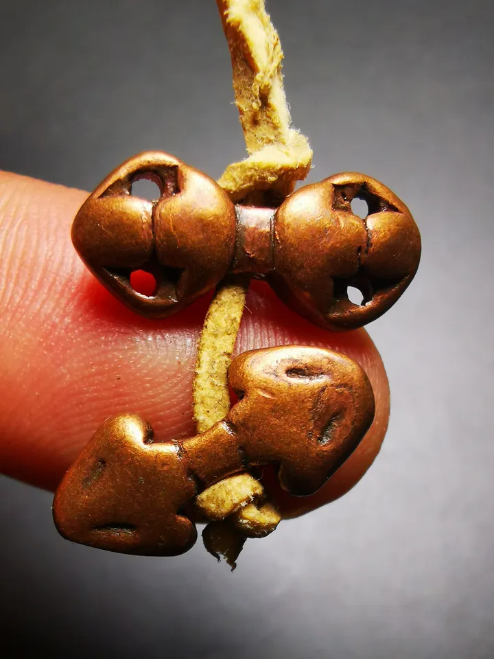 Gandhanra Antique Tibetan Amulet,Mini Vajra Bead Pendant for Mala Prayer Beads,Trantic Buddhism Dharma,Made of Red Copper