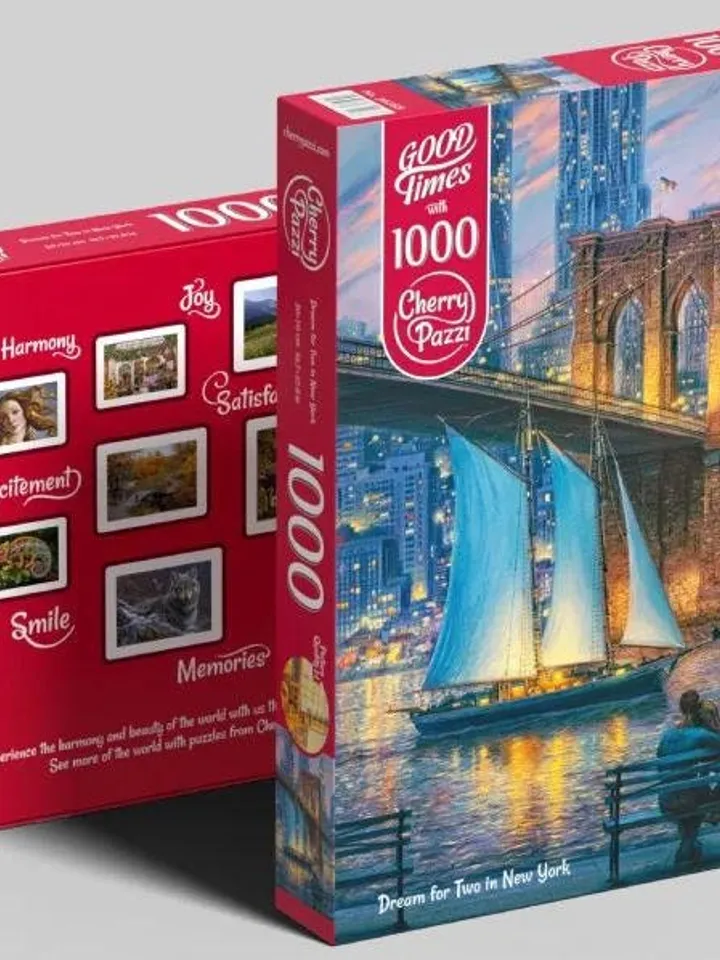 Brooklyn Bridge,sailboat under the bridge,on the river, evening sunset on the bridge,Dream in New York,Puzzles for adults, Romantic New York