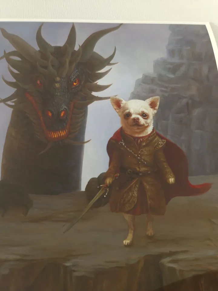 print of oil painting chihuahua "Mather of Dragon"