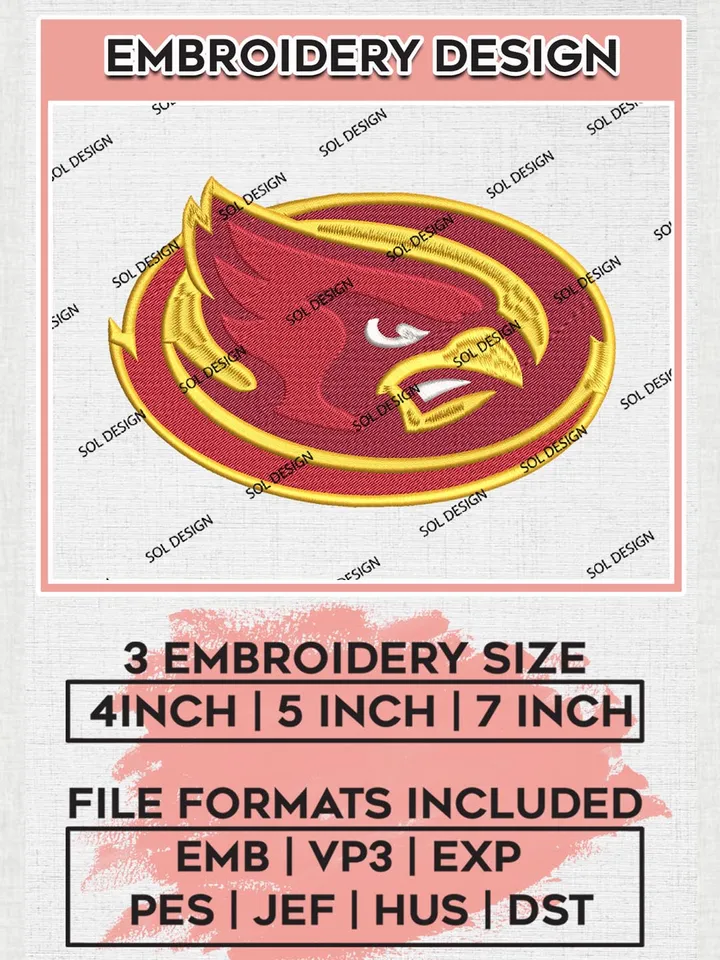NCAA Iowa State Cyclones Team Head Mascot Logo Machine Embroidery Design, NCAA Iowa State Cyclones Team Design Design files, NCAA Team Embroidery Designs, NCAA Machine Embroidery Designs, Digital Download