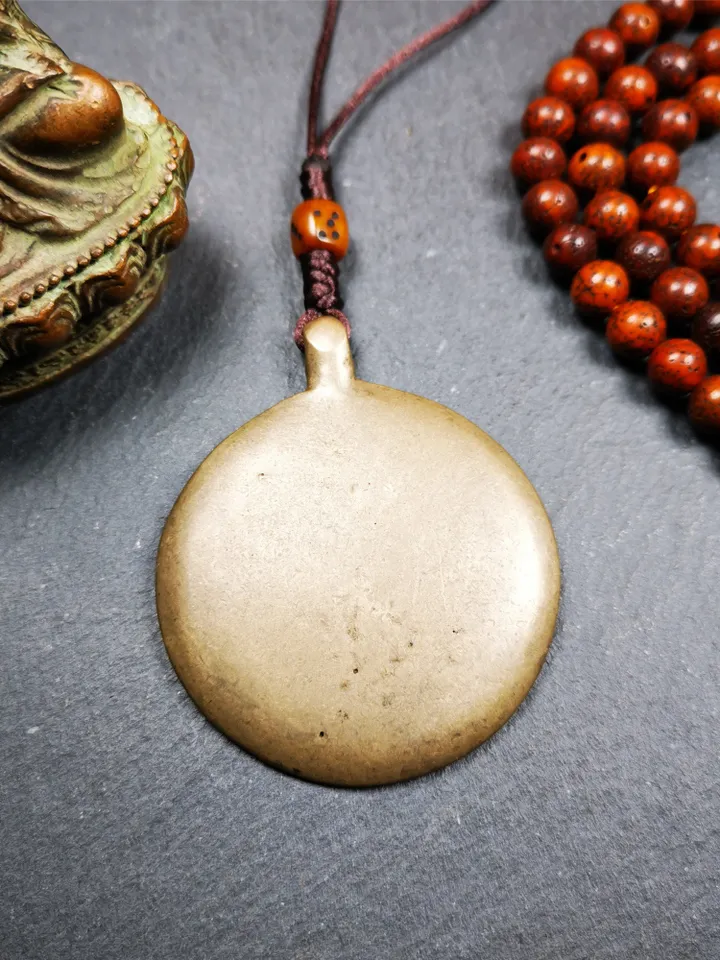 Gandhanra Antique Tibetan Buddhist Astrological Mandala,Calendar Badge,Melong Mirror,SIPAHO Amulet(srid pa ho),Made of Thokcha,60 Years Old