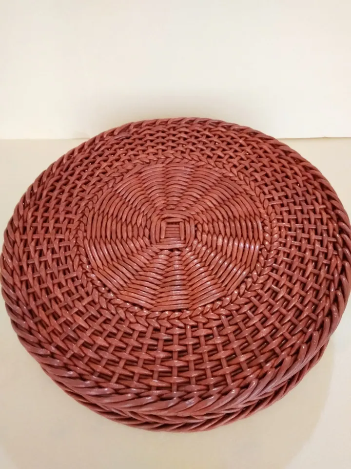 Round Wicker Tray without Handles Rustic Style Tray
