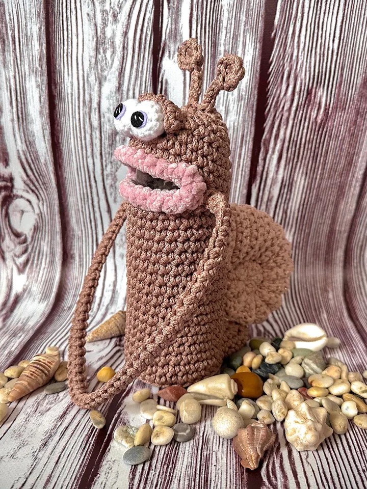 Water Bottle Holder snail, crochet Carrier, Sling, Pouch, Cover,  (Bottle Not Included)
