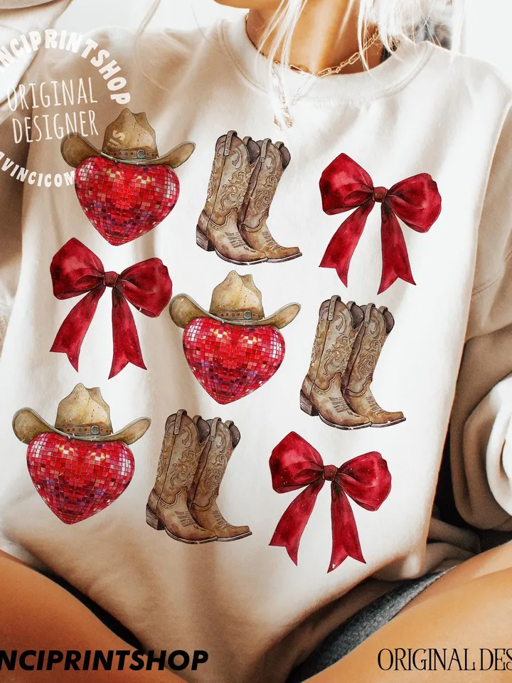 Howdy Valentine png, Western Valentines png, Valentines Coquette Bow png, Love png, Western png, Country Valentines png, Cowgirl png design