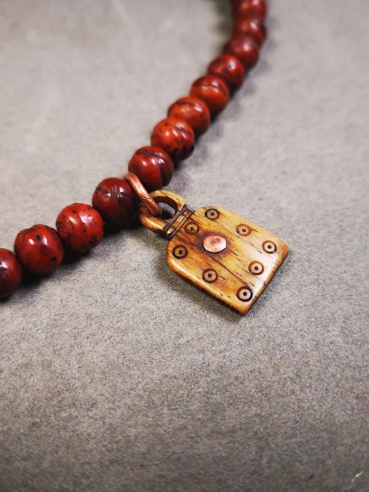 Yak Bone Carved Mantra Dot Mala Pendant,Bead Counter Clip, Prayer Bead Accessories,Gandhanra Tibetan Amulet