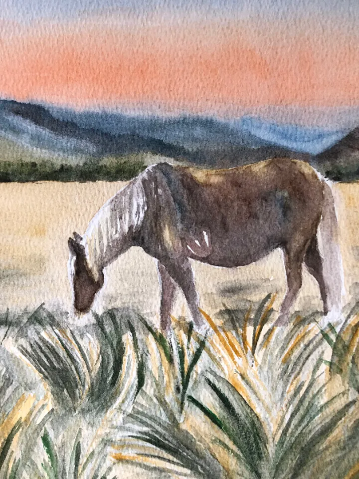 Horse animal painting living room wall art original watercolour hand painted modern painting