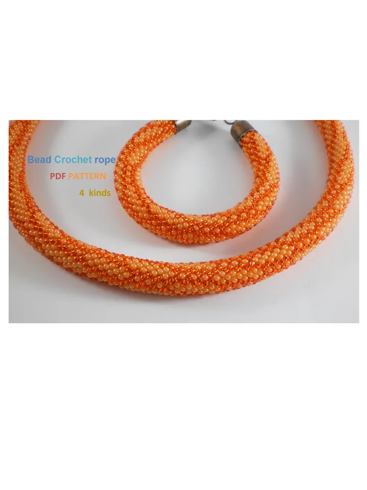 Bead Crochet Rope Necklace Bracelet patterns, pattern seed beads DIY, bead jewelery, Instant Download, PDF patterns