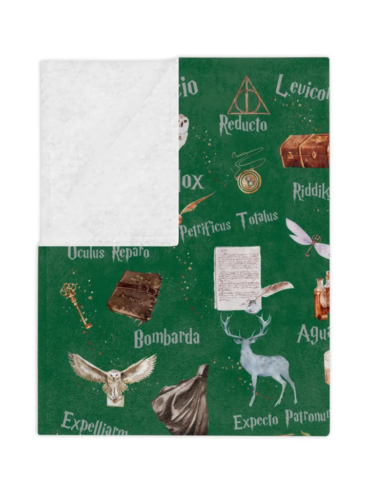 Wizarding World Baby Blanket; Magic School Baby Minky Blanket Owl Key Magic World Custom Wizard Blanket Gift for Baby Minky Blanket WBB12