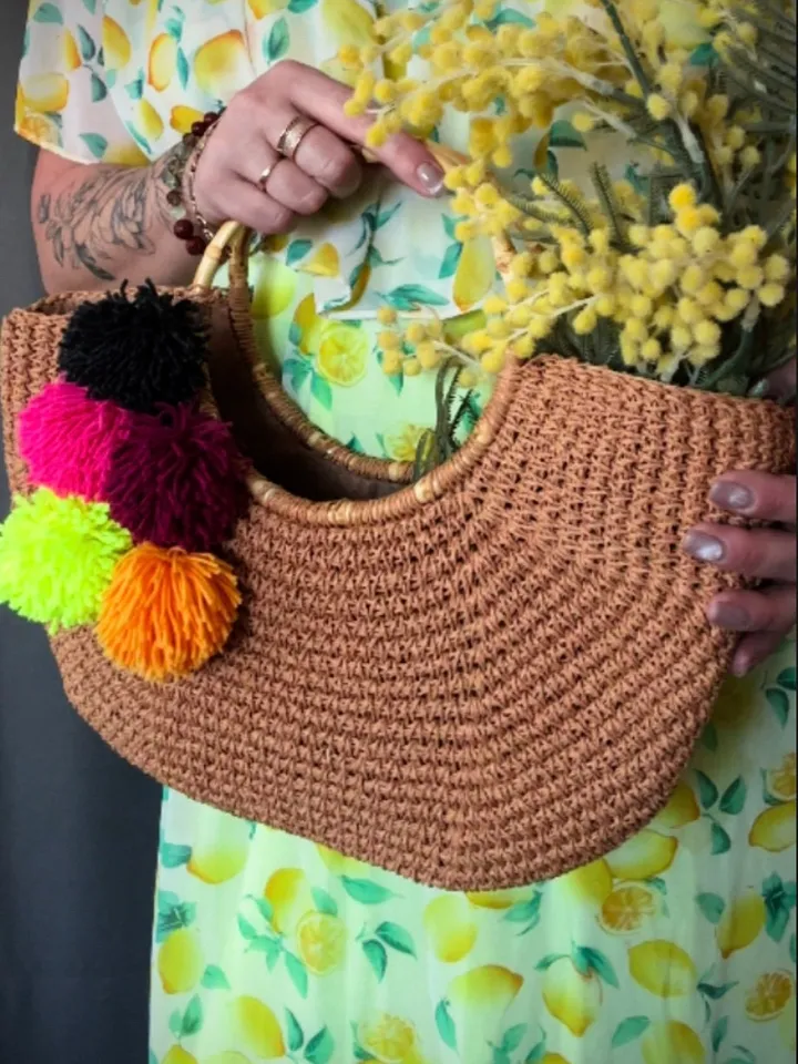 Raffia Shopper Bag, Eco-Friendly, shoulder tote, summer women handbag, boho hobo pouch, cottegecore, bucket, market handbag, wicker basket