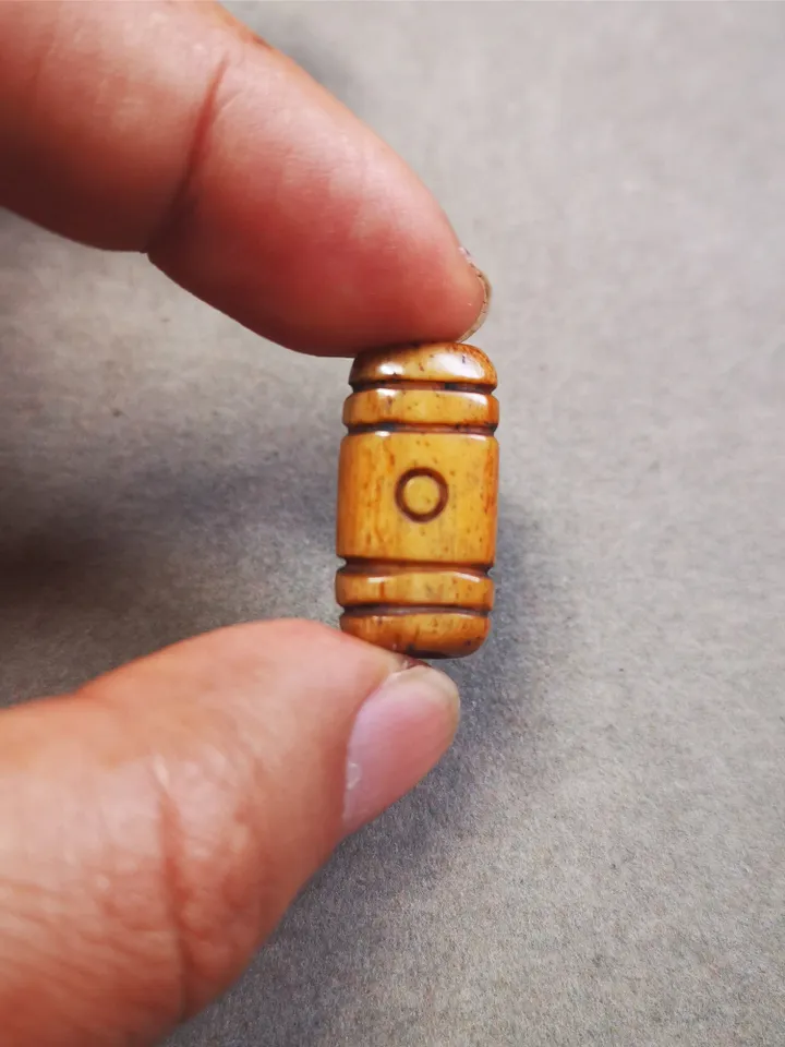 Gandhanra Yak Bone Carved Tibetan Mala Spacer Beads,2 Eyes Dzi Marker Beads for Prayer Beads Necklace Accessories,0.98" × 0.5"