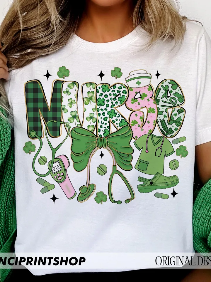 Nurse St Patricks day png, St Patricks day png, St Patrick Day Nurse png, Nurse St Pattys Day png, Nurse png, Lucky Shamrock png