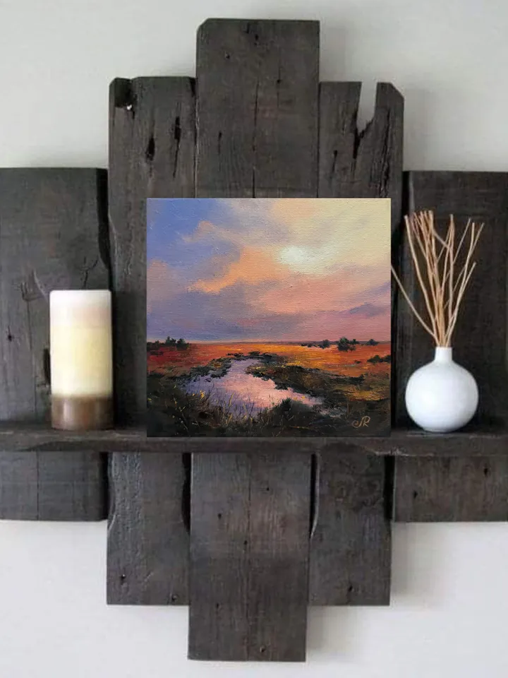 Sunset Oil Painting Original Art Sunset Landscape Painting