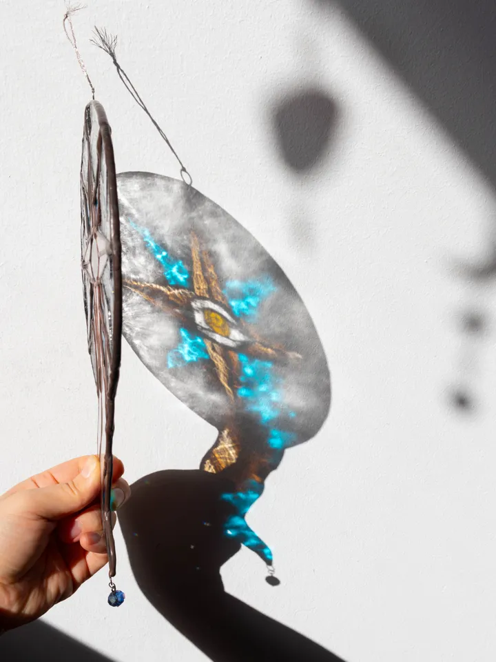 Stained glass ornament, Celestial home decor, Star Art