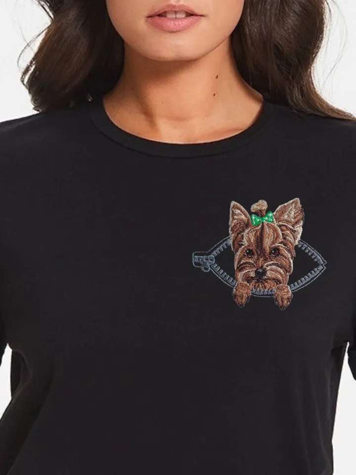 York in a zipper pocket Miniature realistic machine embroidery design Pet design Dog realistic pattern york embroidery pattern