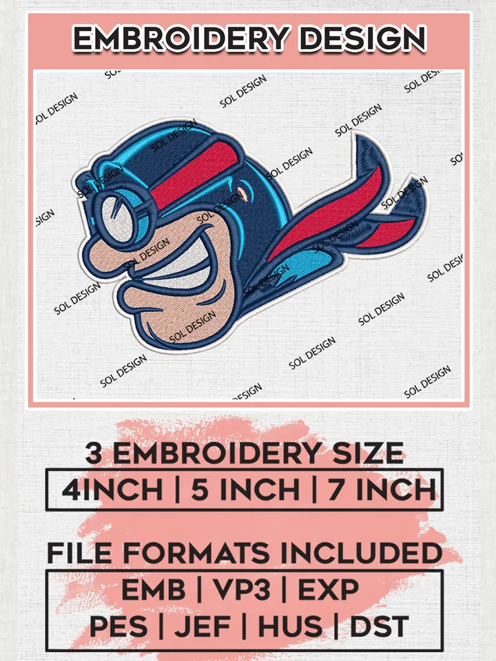 NCAA Dayton Flyers Team Head Mascot Logo Embroidery Design Files, NCAA Dayton Flyers Machine Embroidery, NCAA Teams, 3 sizes, NCAA Machine embroidery designs, Digital Download