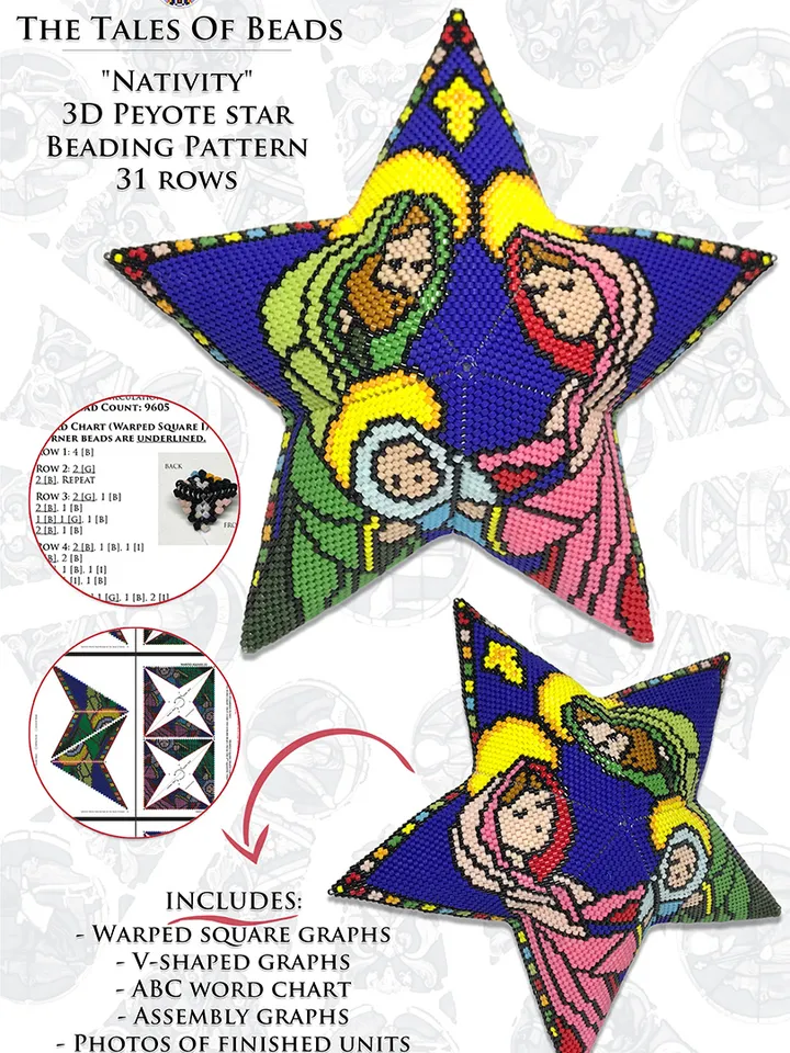 Peyote Star Pattern - Nativity Beaded Ornament