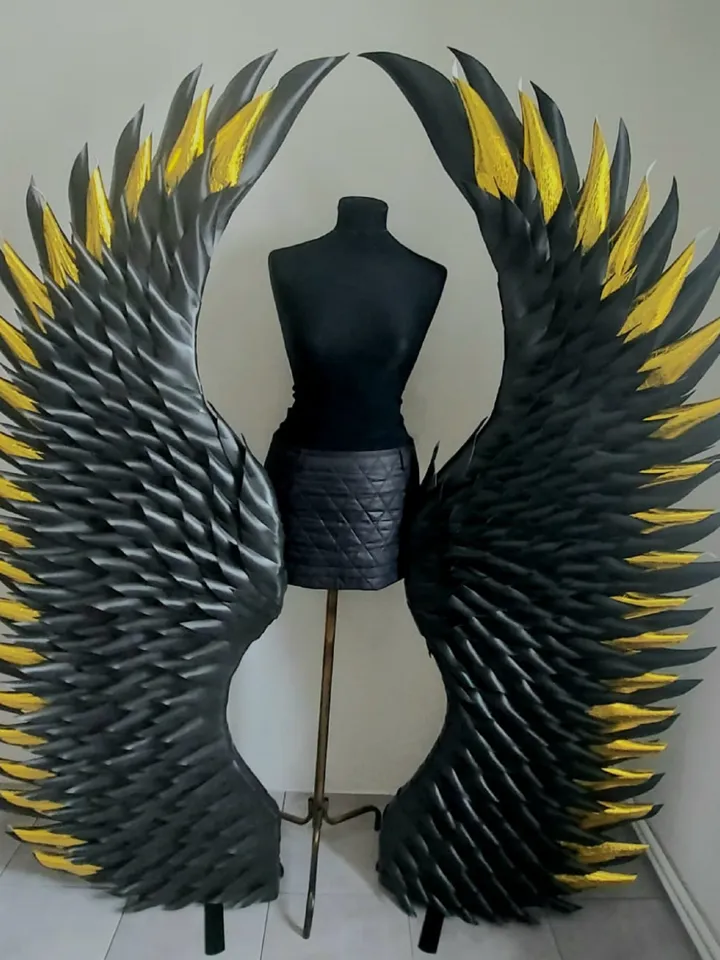 Giant wings black and gold background angel wings wedding backdrop outdoor party decor baby shower decoration, art wings