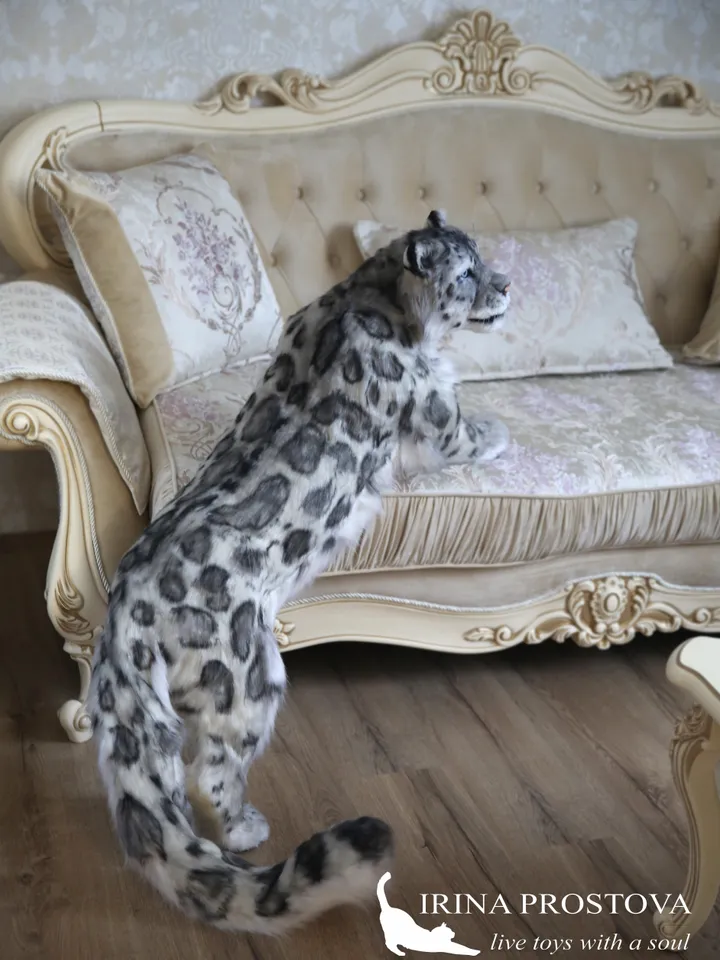 Snow leopard Irbis plush animals. Ooak toy. Snow leopard stuffed toy