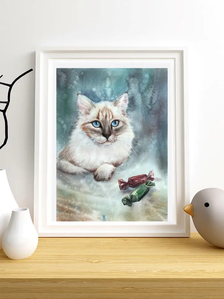 Kitty Painting Cats Original Painting Animals Watercolor Painting Cat Portrait
