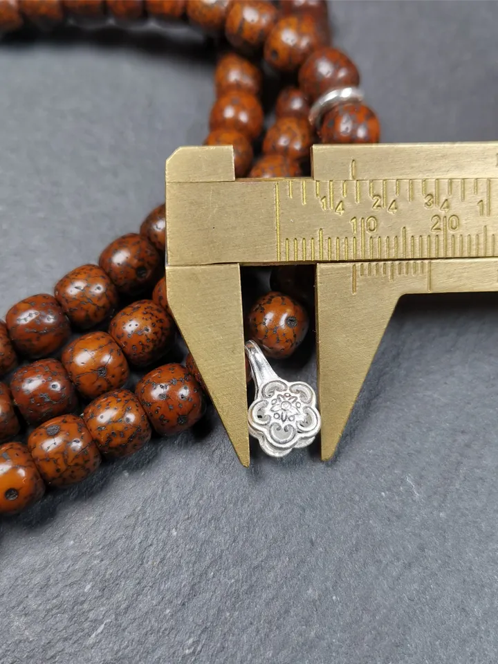 Gandhanra Old 108 Tibetan Lotus Seed Beads Mala,Prayer Beads Necklace for Meditation,Diameter 0.31", Circumference 33"