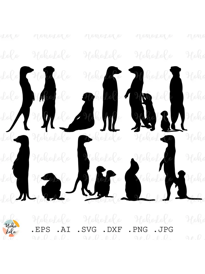 Meerkat Svg, Meerkat Silhouette, Meerkat Cut files, Meerkat Clipart Png, Meerkat Stencil Template Dxf