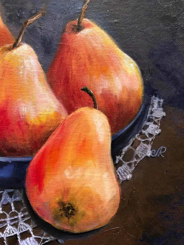Fruits Original Painting Oil Kitchen Still life Pears Painting