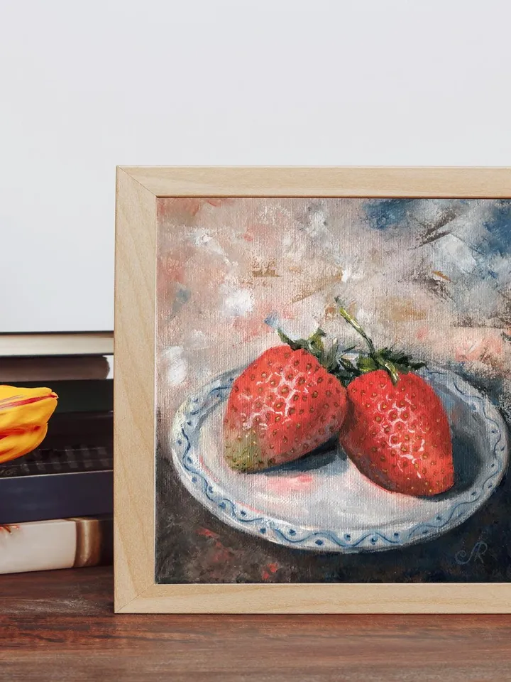 Fruits Oil Painting Strawberry Original Painting Kitchen Still life