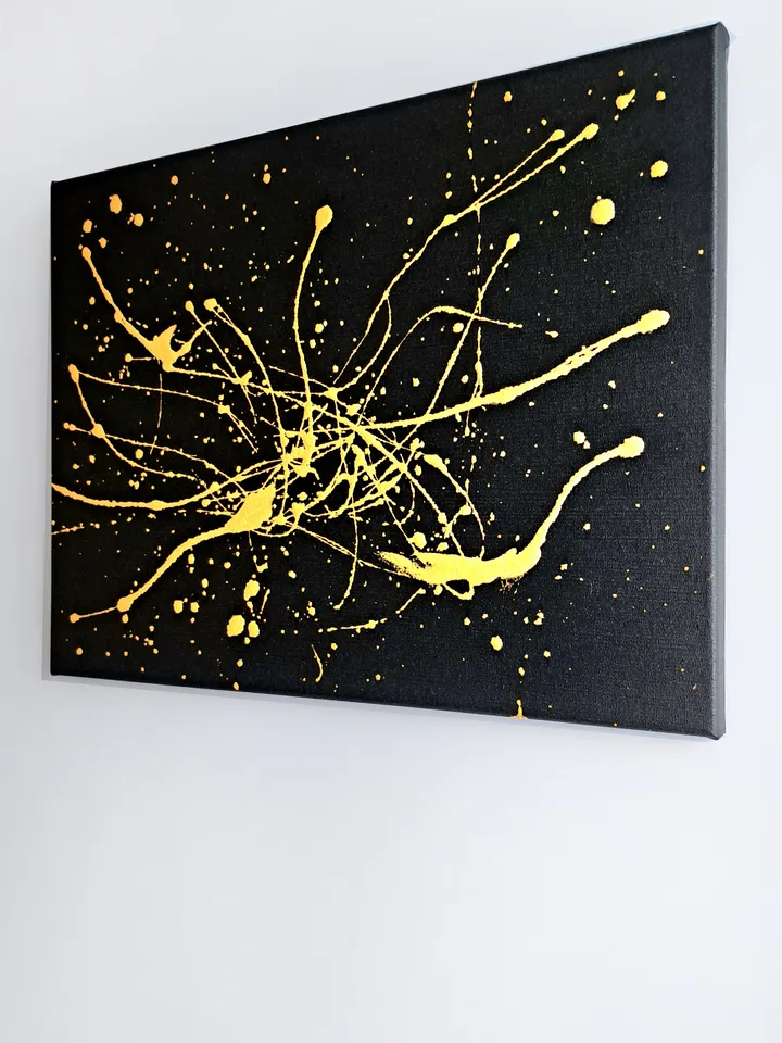 "Birth of the Galaxy" interior oil painting on canvas gold and black abstraction modern art