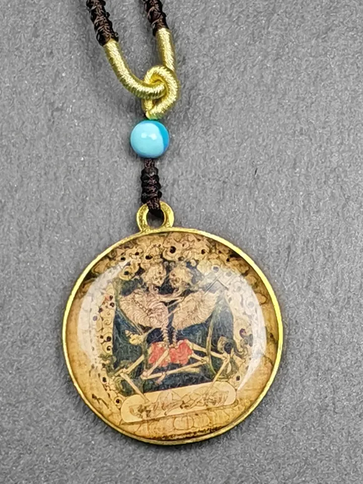 Gandhanra Vintage Tibetan Amulet,Double Sided Citipati Skull Pendant,Protective Charm,Spiritual Gift