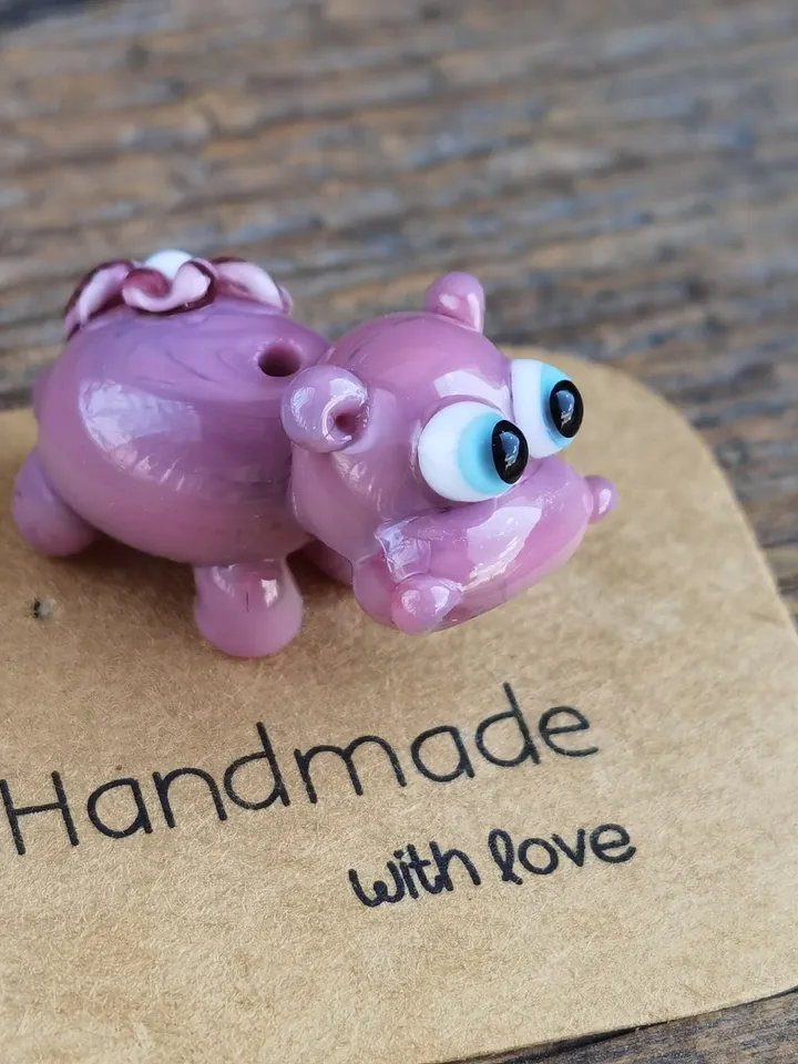 Glass beads Hippo beads Lampwork beads hippo figurine Glass hippo Miniature hippo Tiny glass animals Blown glass art Terrarium