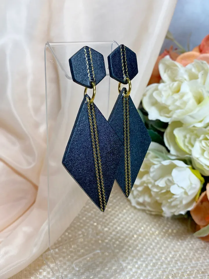 Handmade matte black earrings.