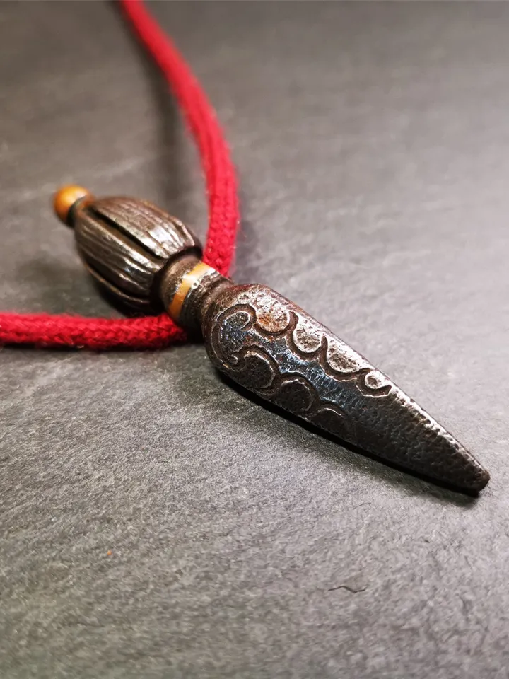 Gandhanra Handmade Tibetan Amulet ,Kila(Dorje Phurba) , Trantic Buddhism Ritual Implement Pendant,Made of Cold Iron,2.76"