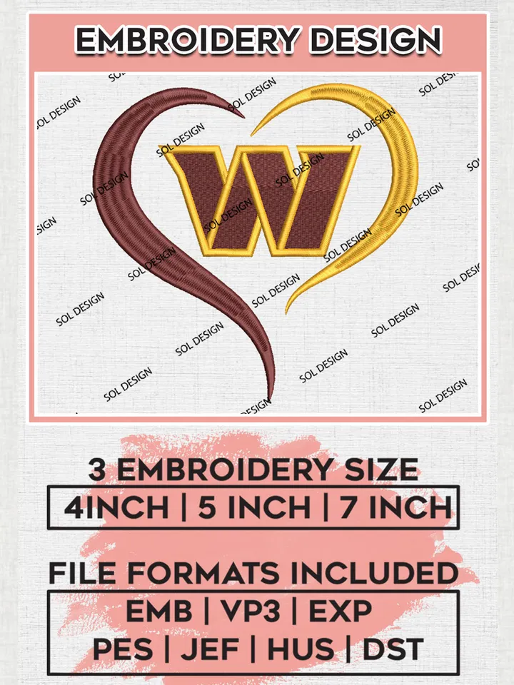 NFL Washington Commanders Embroidery Designs, NFL Commanders, NFL Logo Embroidery Files, NFL Washington Commanders Machine Embroidery Design, Digital Download