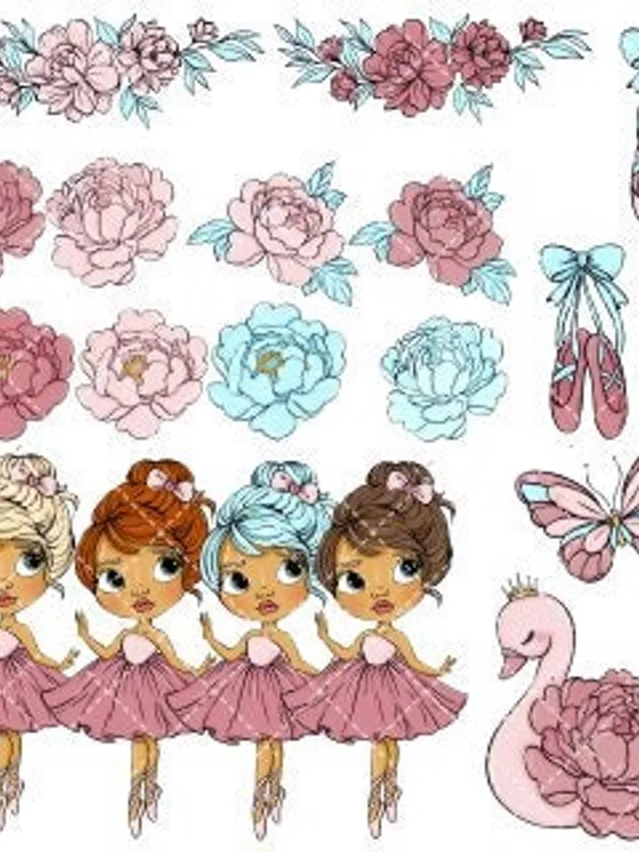 Best Ballet Girl Clipart, Ballet Doll Clipart, Ballerina Girl Clipart, Clipart Bundle, Digital Ballet Fabric, Digital Clipart, Ballerina Sticker